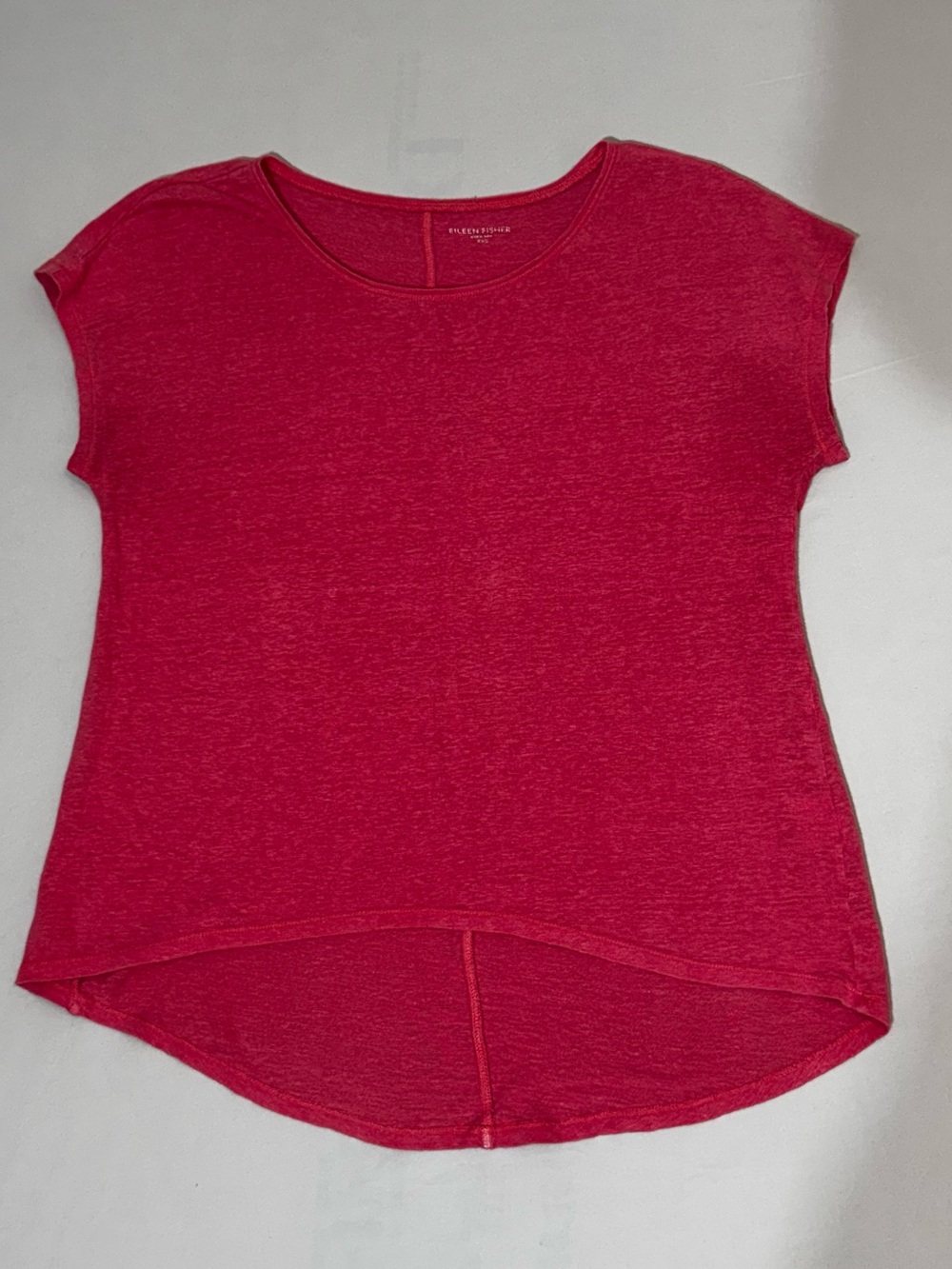 Women’s Eileen Fisher 100% Linen Pink Scoop Neck Top Size XXS EUC